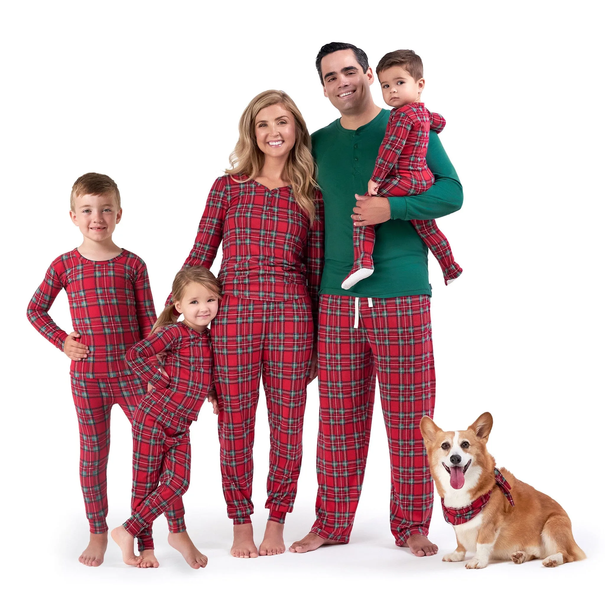 2-Piece Big Kids Neutral Stewart Plaid Hacci Snug Fit Pajama Set