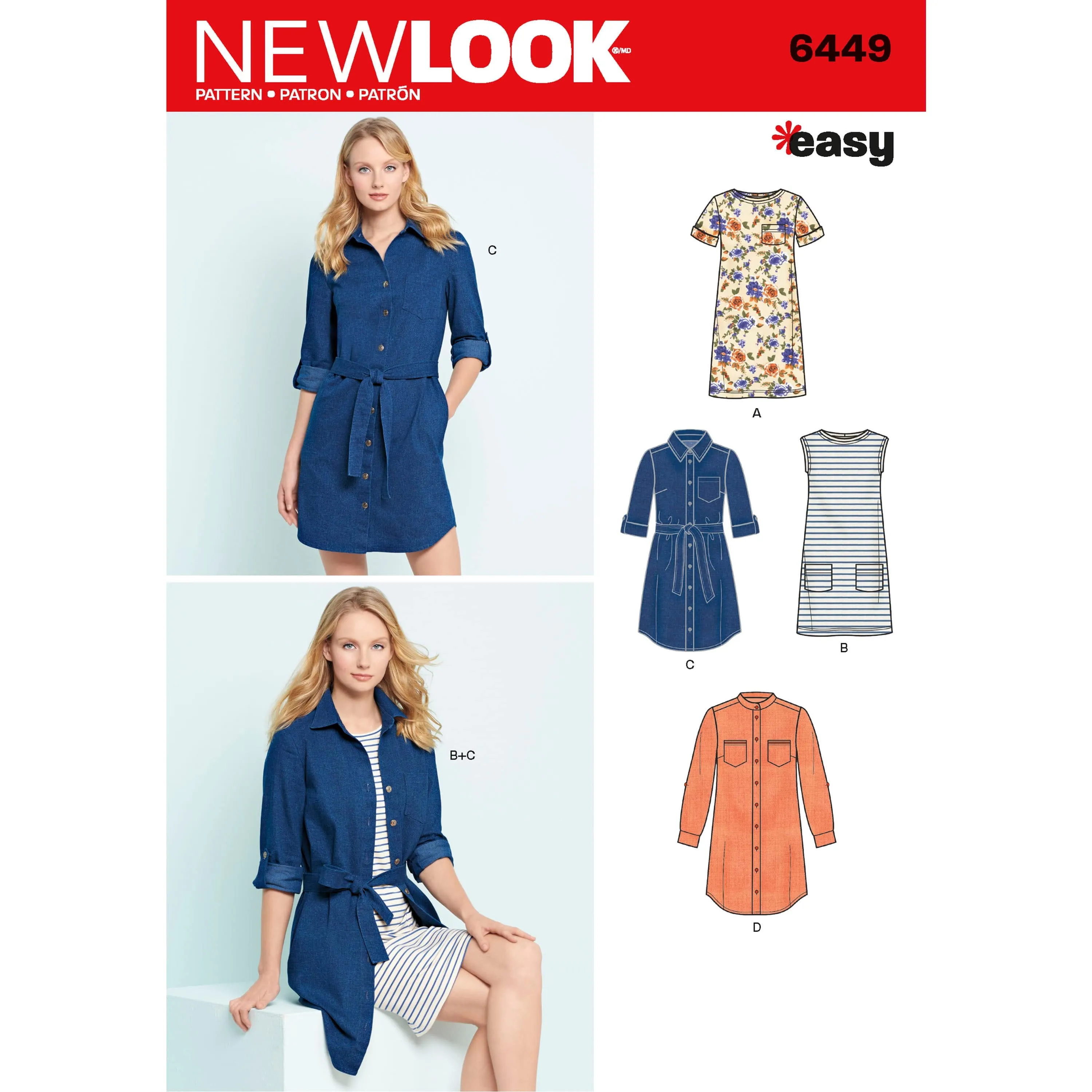 6449 Misses' Easy Shirt Dress and Knit Dress