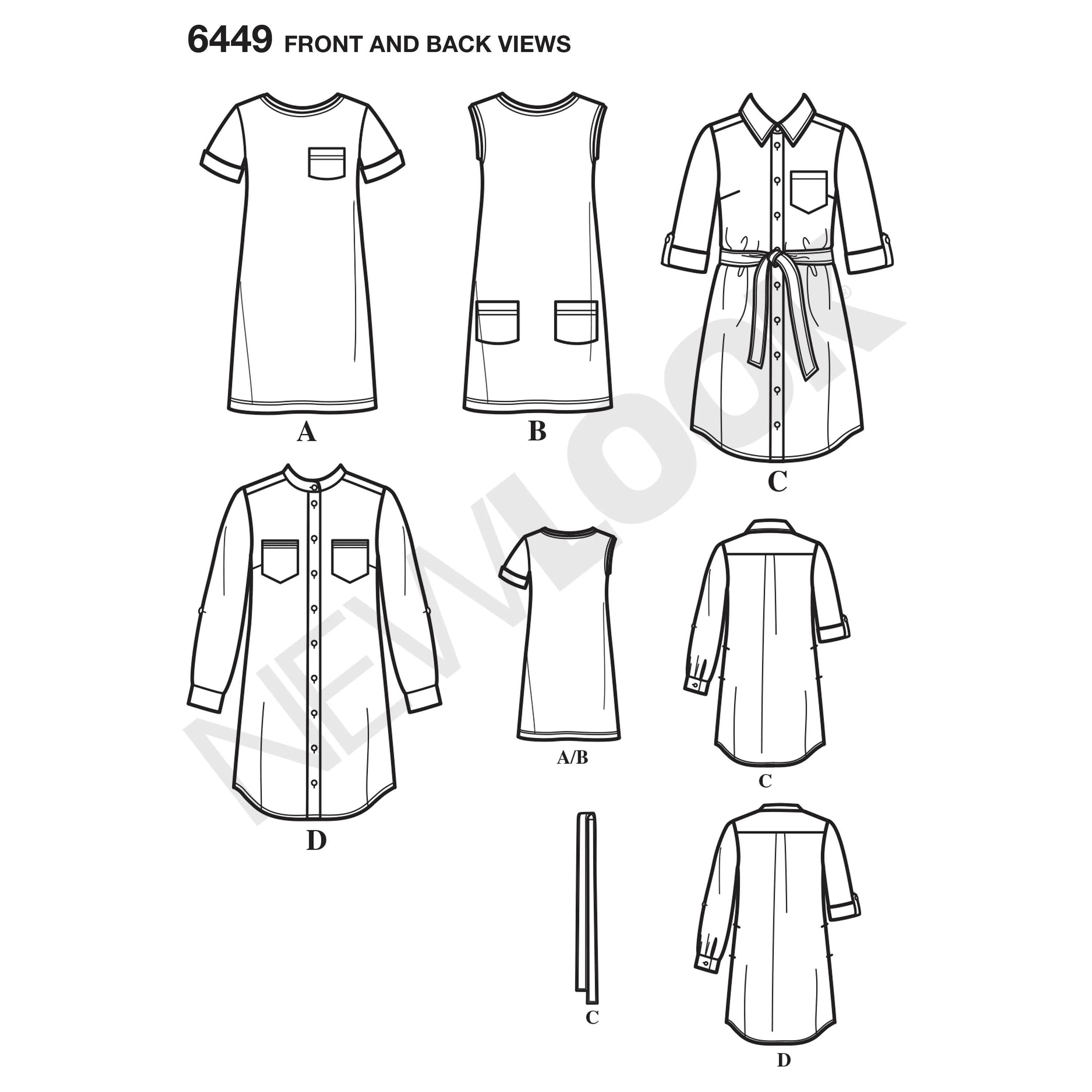 6449 Misses' Easy Shirt Dress and Knit Dress