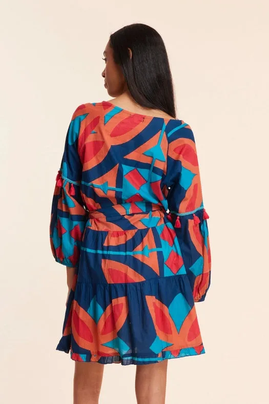 Alcee Navy Multi Multicolor Fall Resort Dress