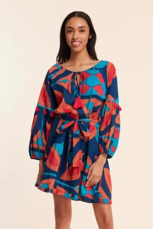 Alcee Navy Multi Multicolor Fall Resort Dress