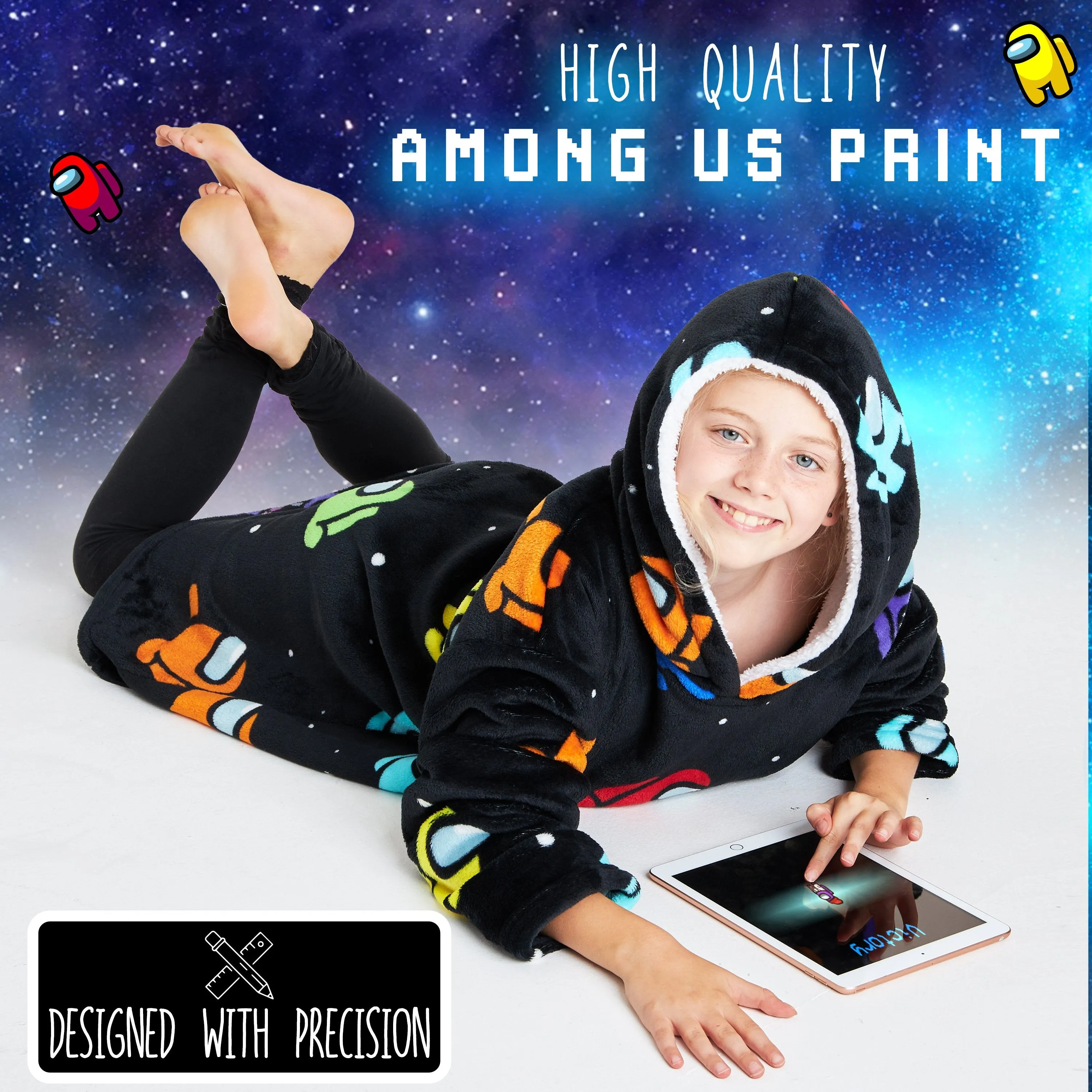 AMONG US Hoodies For Boys, Fleece Oversized Blanket Hoodie for Kids