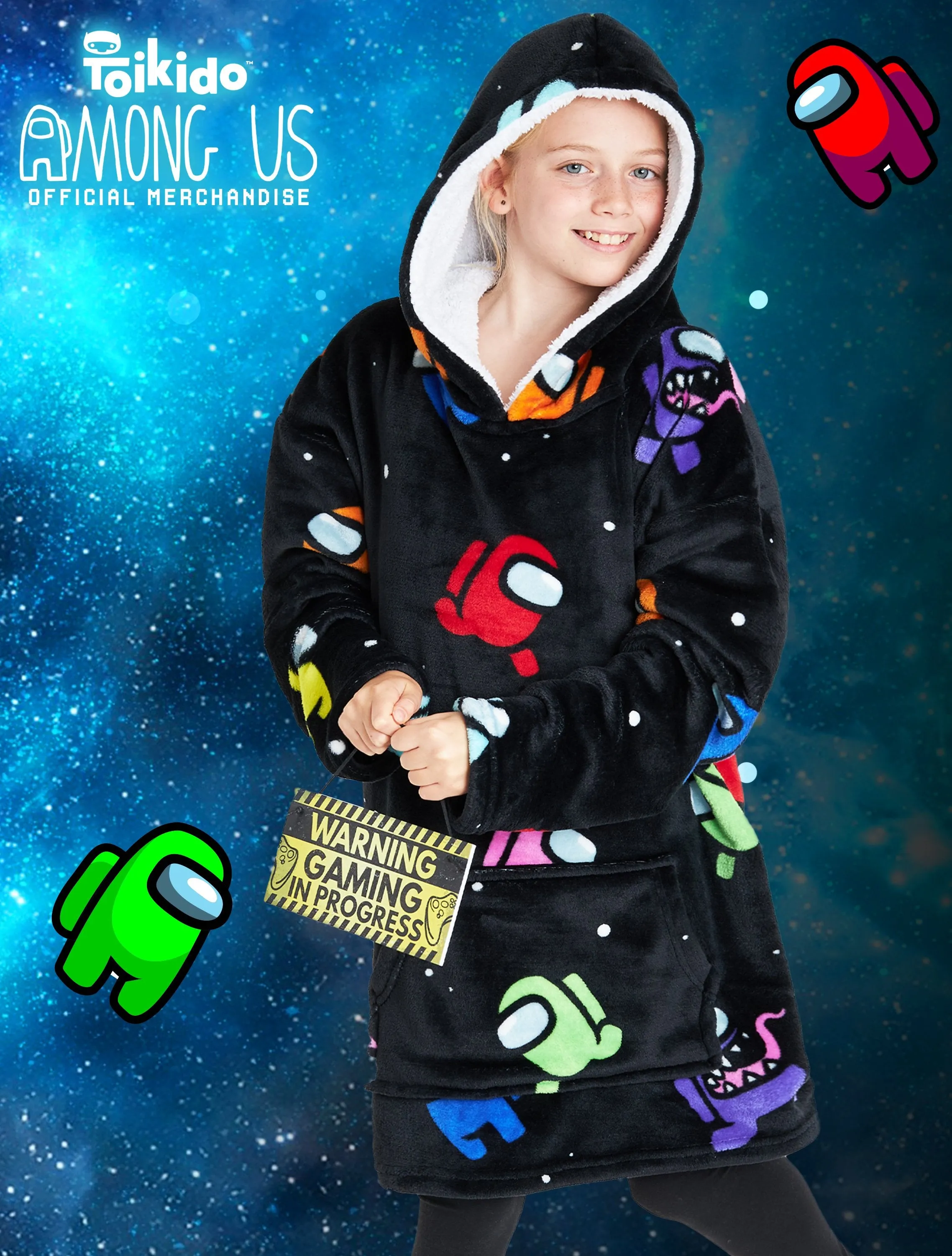 AMONG US Hoodies For Boys, Fleece Oversized Blanket Hoodie for Kids