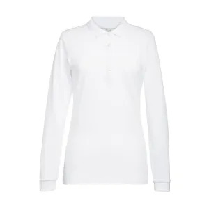 BA141-M Brook Taverner Anna Womens Long Sleeve Polo Shirt White Size M