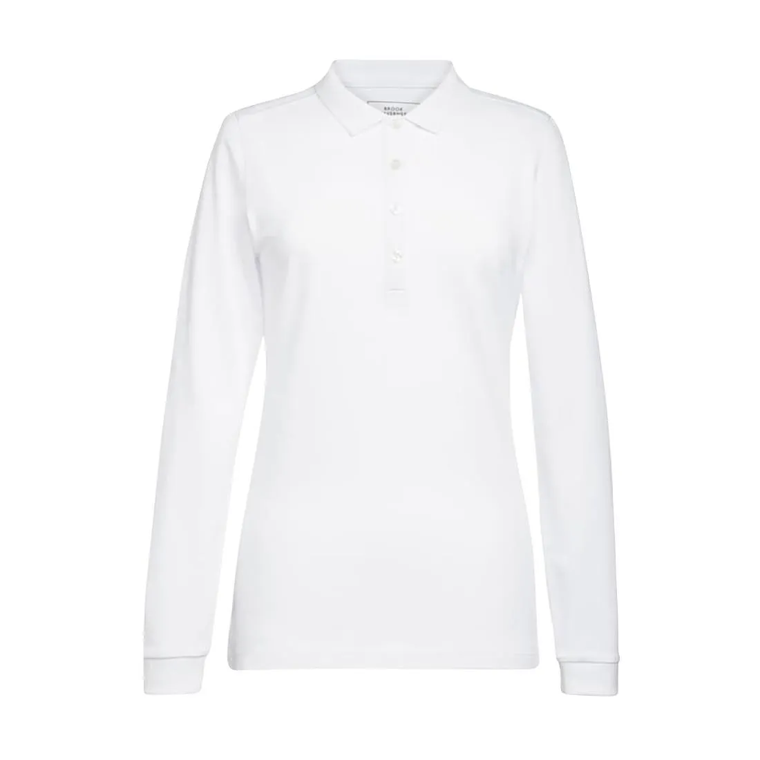 BA141-M Brook Taverner Anna Womens Long Sleeve Polo Shirt White Size M