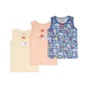 Baby Girl Vest with Blossom Print- (Pack of 3)