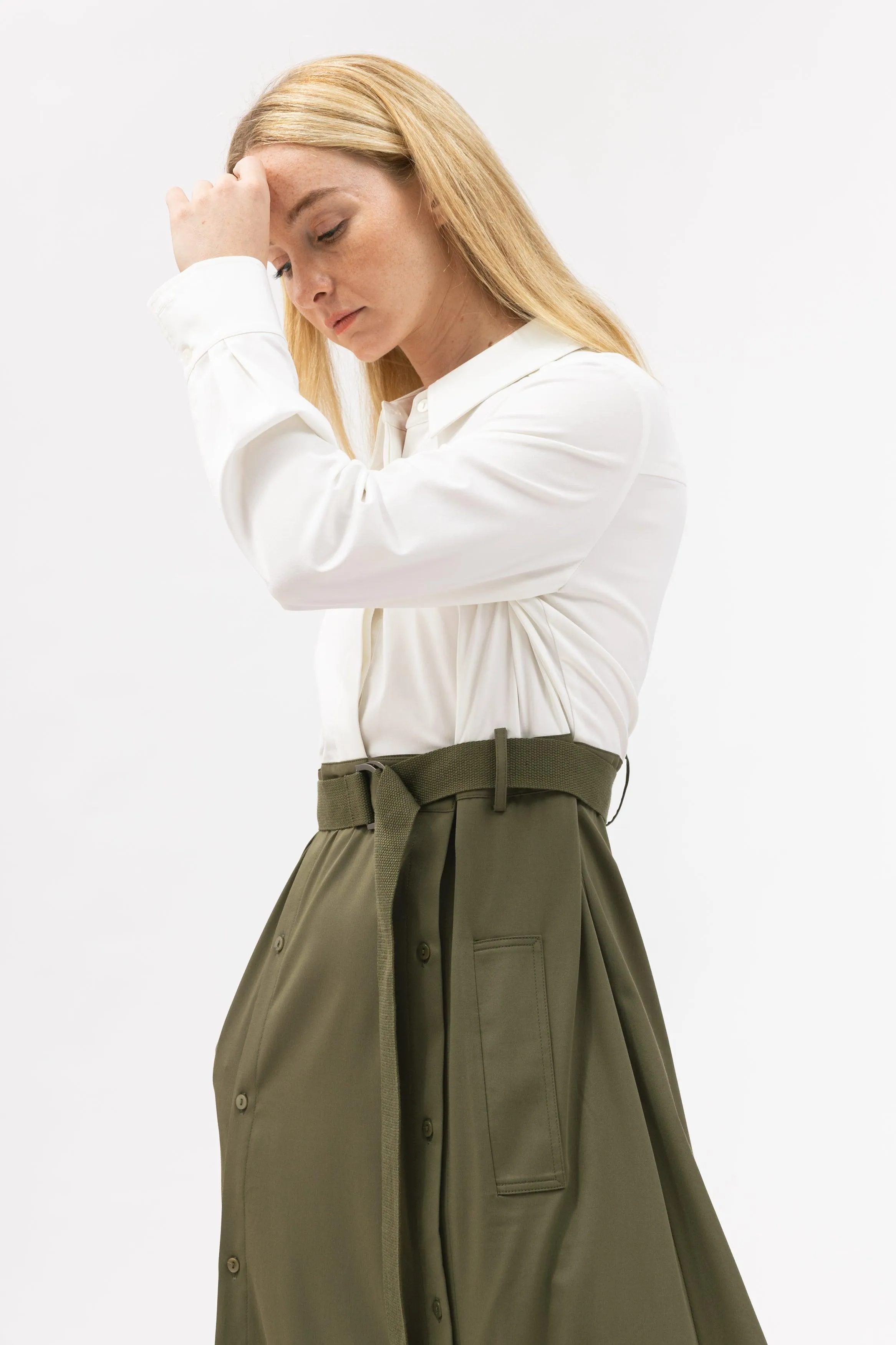 Bamboo Back-Gathered Shirt Dress