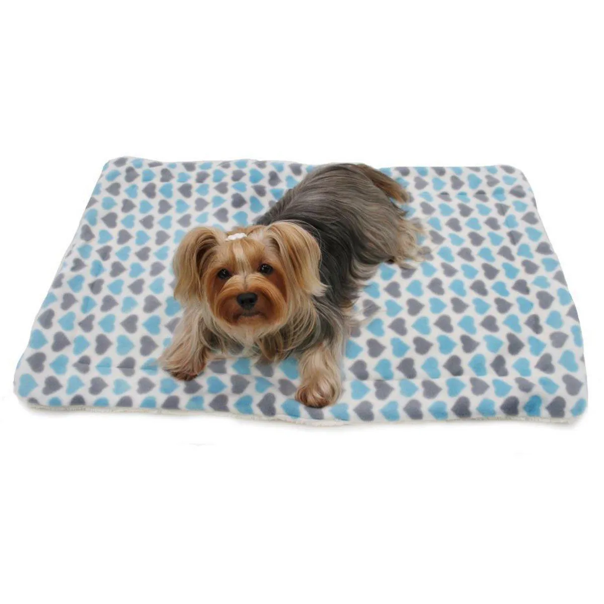 Blue And Grey Hearts Fleece Dog Blanket