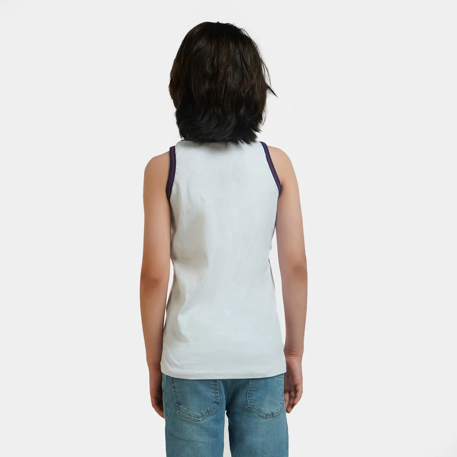 Boys Cotton Sando - White