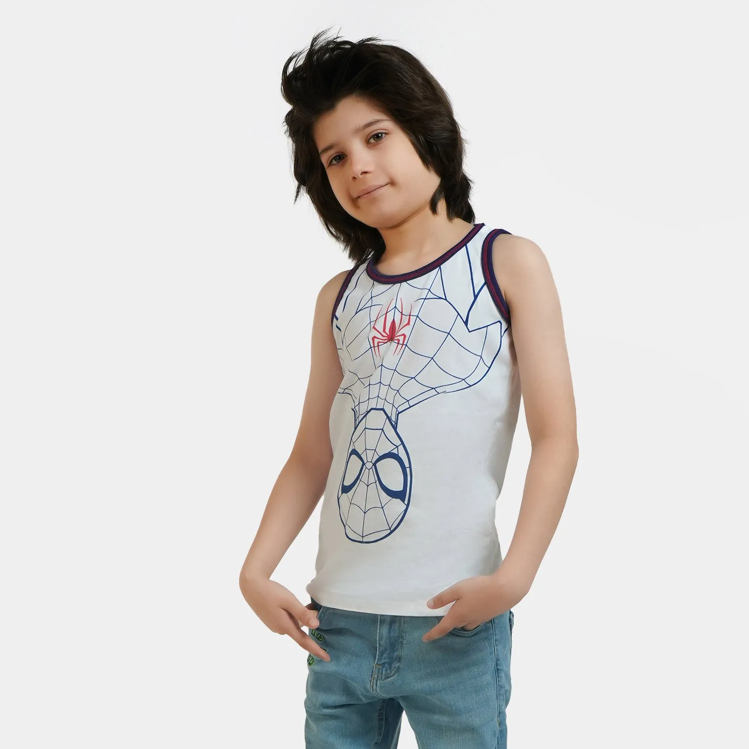 Boys Cotton Sando - White