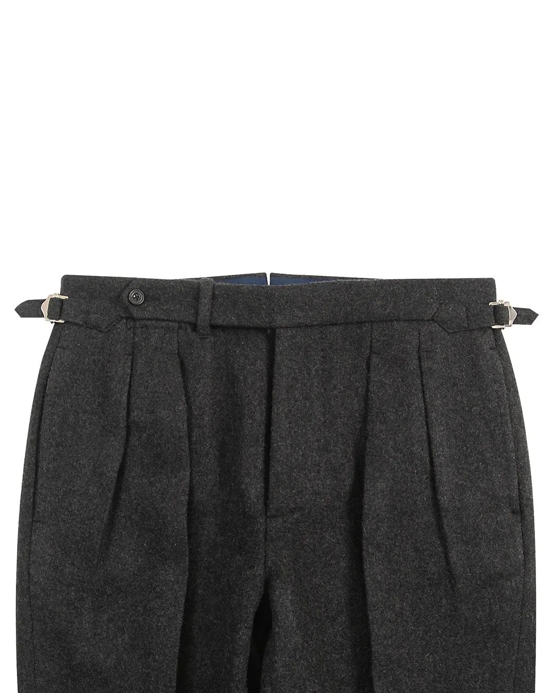 Charcoal Grey 100% Wool Flannel High Waisted Pant