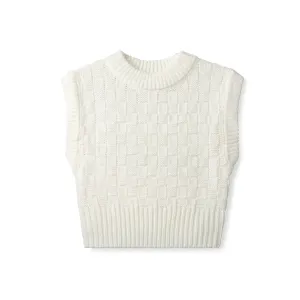 Checkered Knit Vest In: Ivory