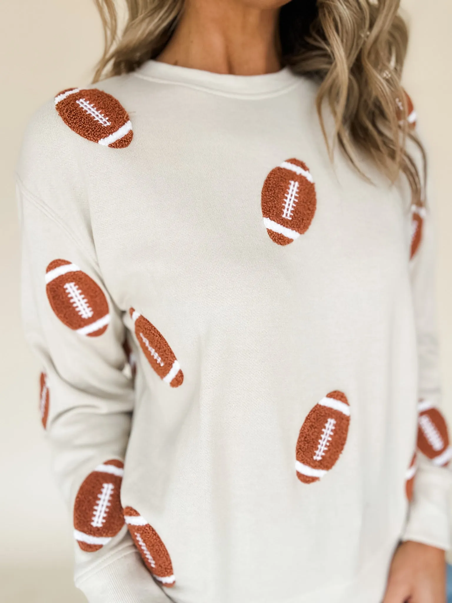 Chenille Football Patch Pullover