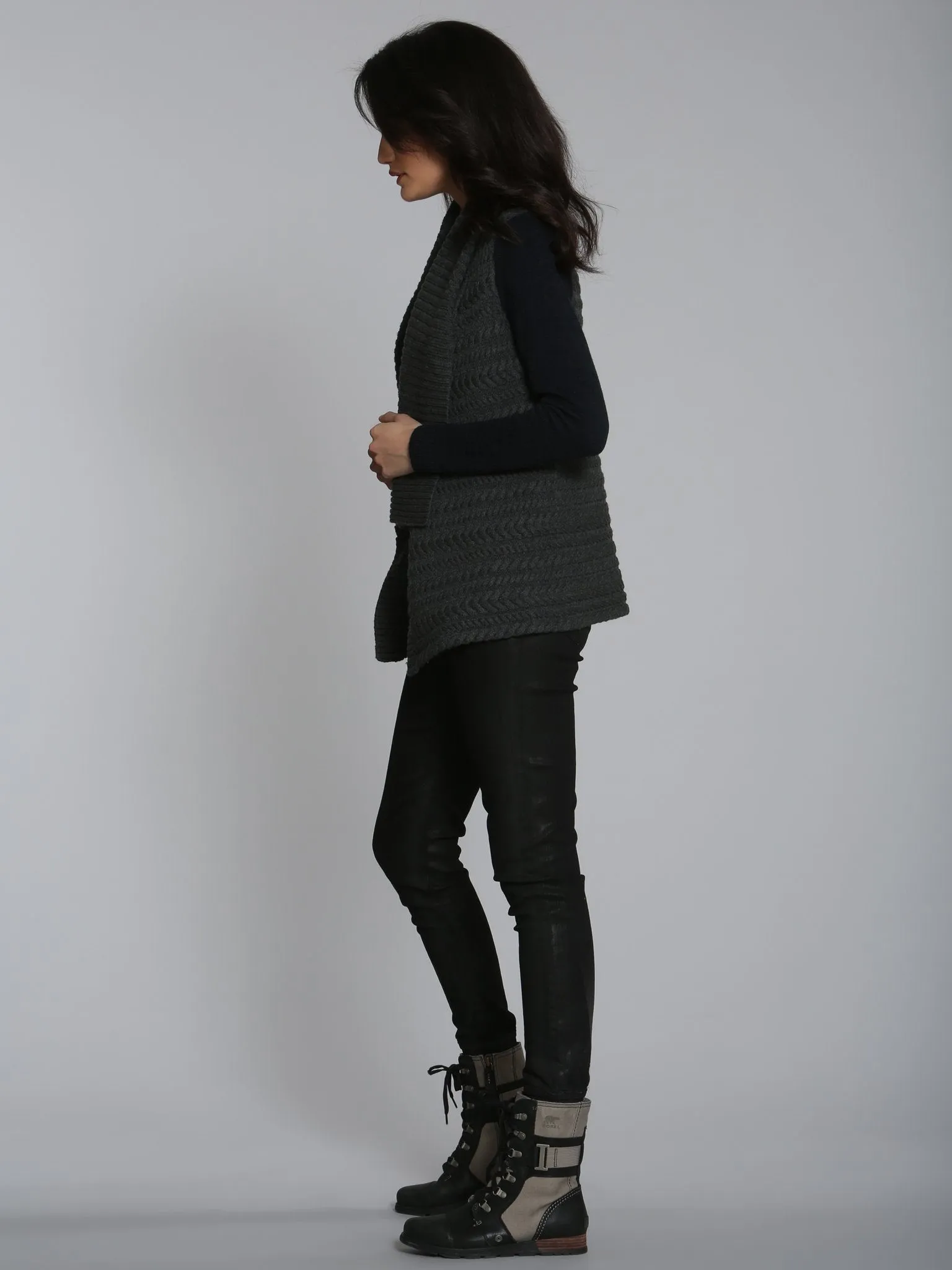 City Cable Cardigan - Charcoal