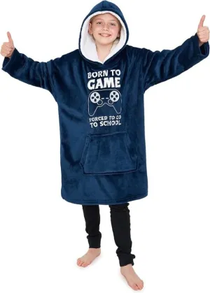 CityComfort Fleece Hoodie Blanket for Kids and Teenagers - Football One Size Kids Oversized Hoodie with Sherpa-Lined Hood Gaming Gifts for Kids