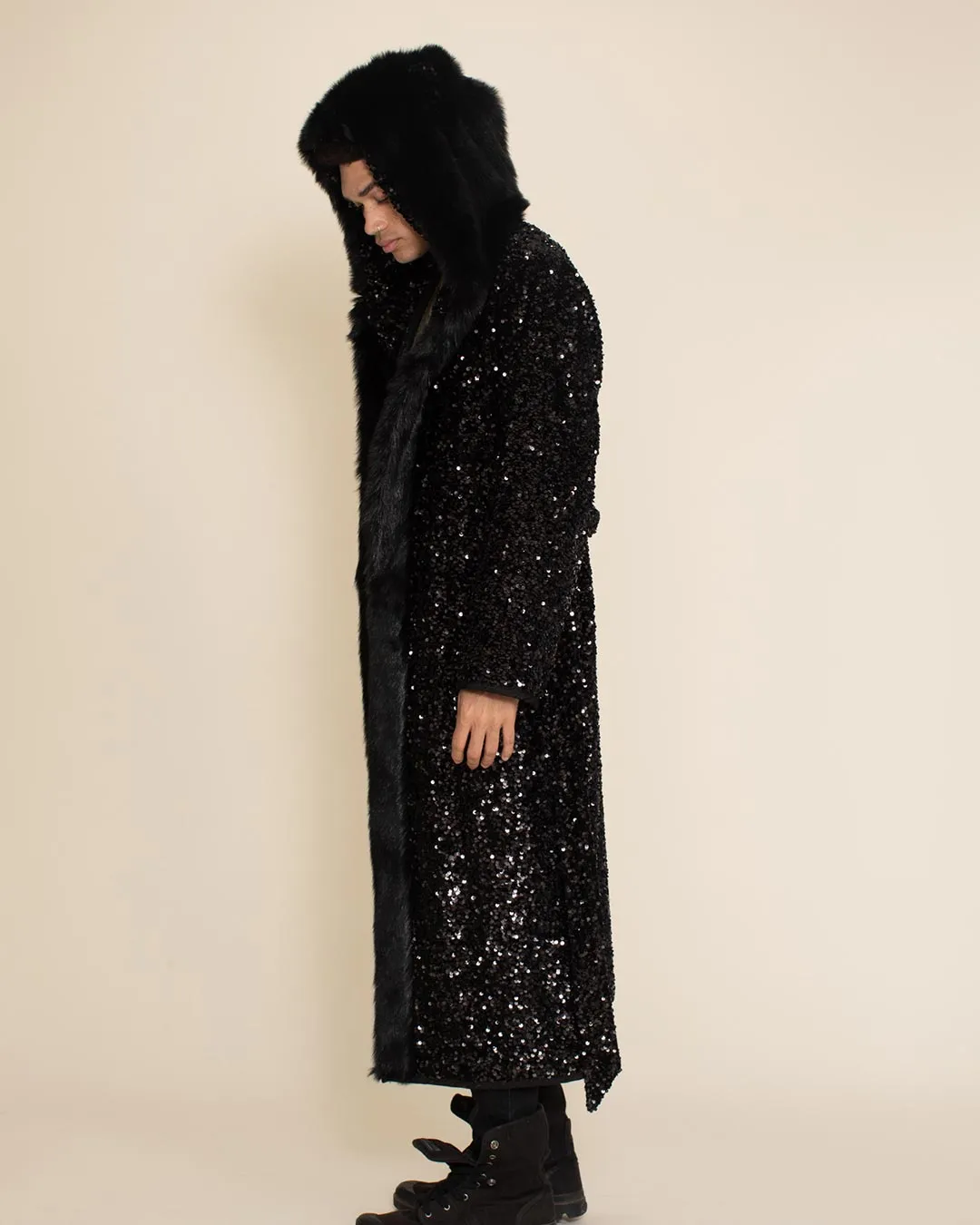 Classic Men's Long Sequin Coat | Black Panther