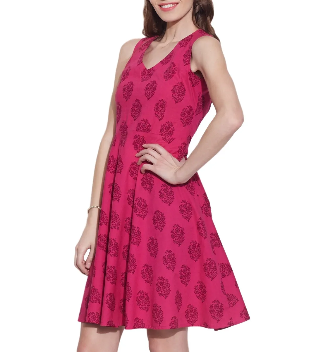 Clothes For Women Cotton Printed Dress,Machine Washable,W-CPD32-1628, Size-32 Inch