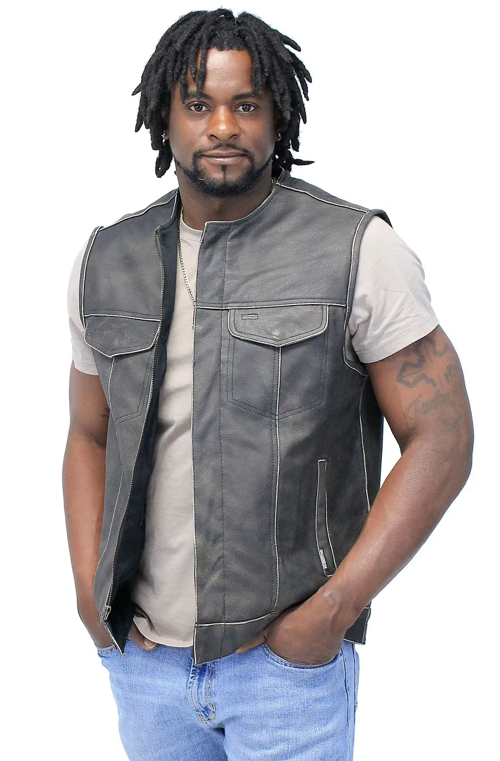 Collarless Vintage Club Vest w/Concealed Pockets #VMA74101GN ()