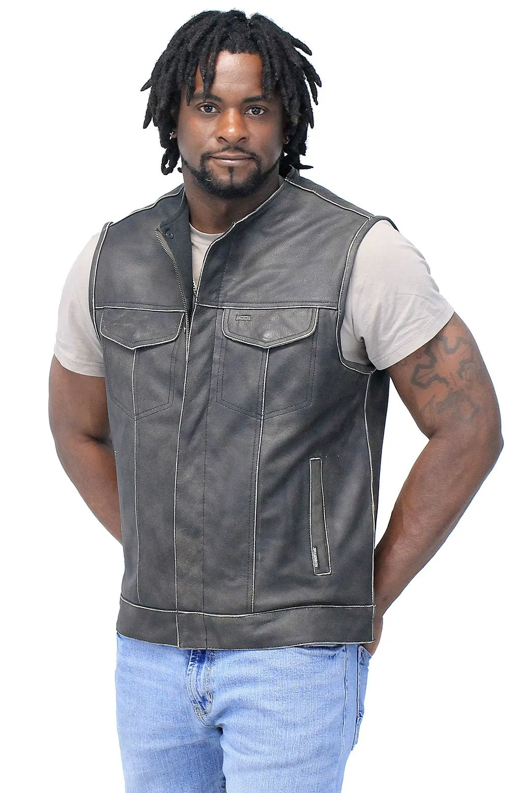 Collarless Vintage Club Vest w/Concealed Pockets #VMA74101GN ()