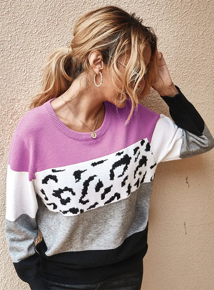 Color Matching Sweater Top