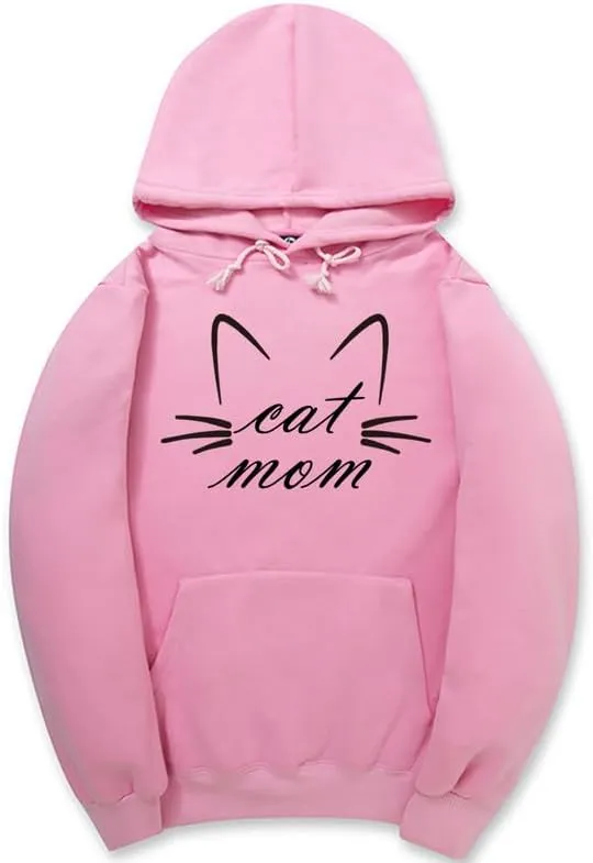 CORIRESHA Funny Cat Face Hoodie Long Sleeve Drawstring Kangaroo Pocket Cute Sweatshirt