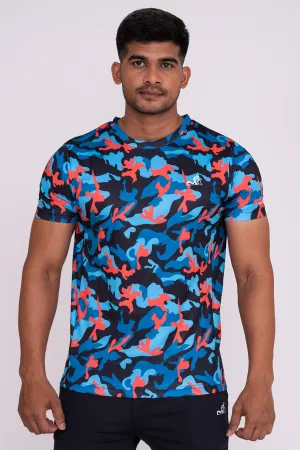 CruiseCamo Round Neck T-Shirt Mint Blue Black