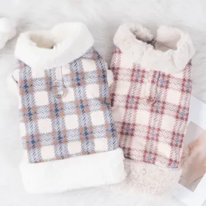 Cute Plaid Vest with Fur Trim