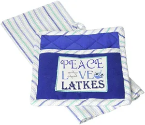 DII CAMZ10201 Hanukkah Chanukah Dish Towel and Pot Holder Set, Kitchen Gift 8 x 9 18 x 28 (Dishtowel)