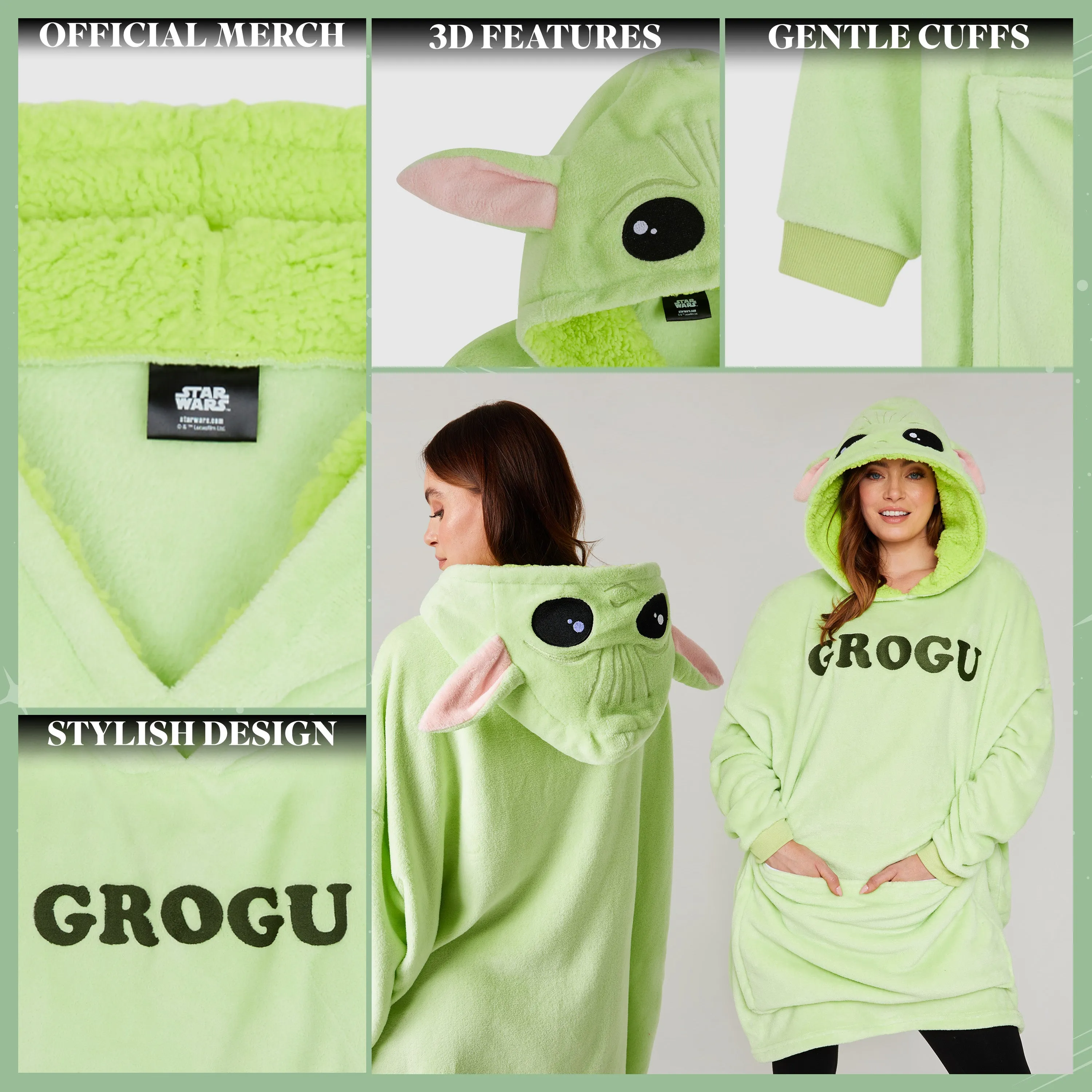 Disney Blanket Hoodie - Adults 2 in 1 Oversized Fleece Hoodie - Baby Yoda