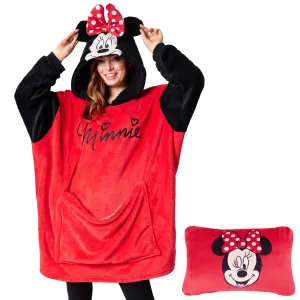 Disney Blanket Hoodie - Adults 2 in 1 Oversized Fleece Hoodie - Minnie