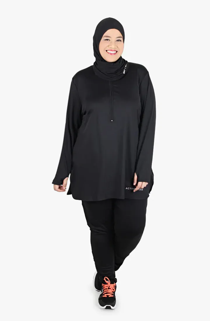 Eagle Turtleneck Active Wear Top - Black