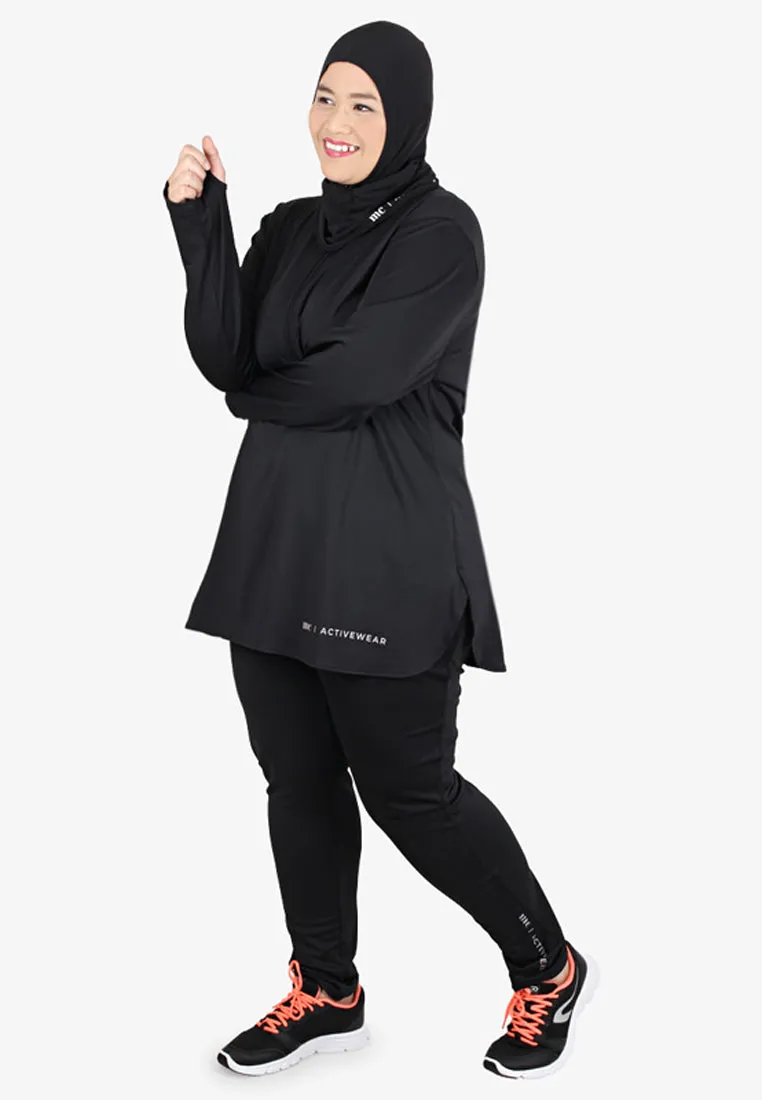 Eagle Turtleneck Active Wear Top - Black