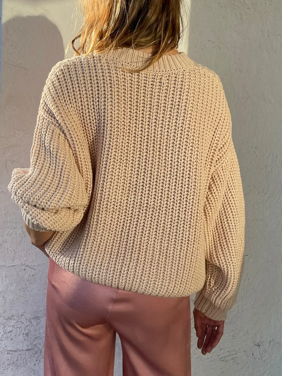 Ersa Crop Cotton Sweater - Shell