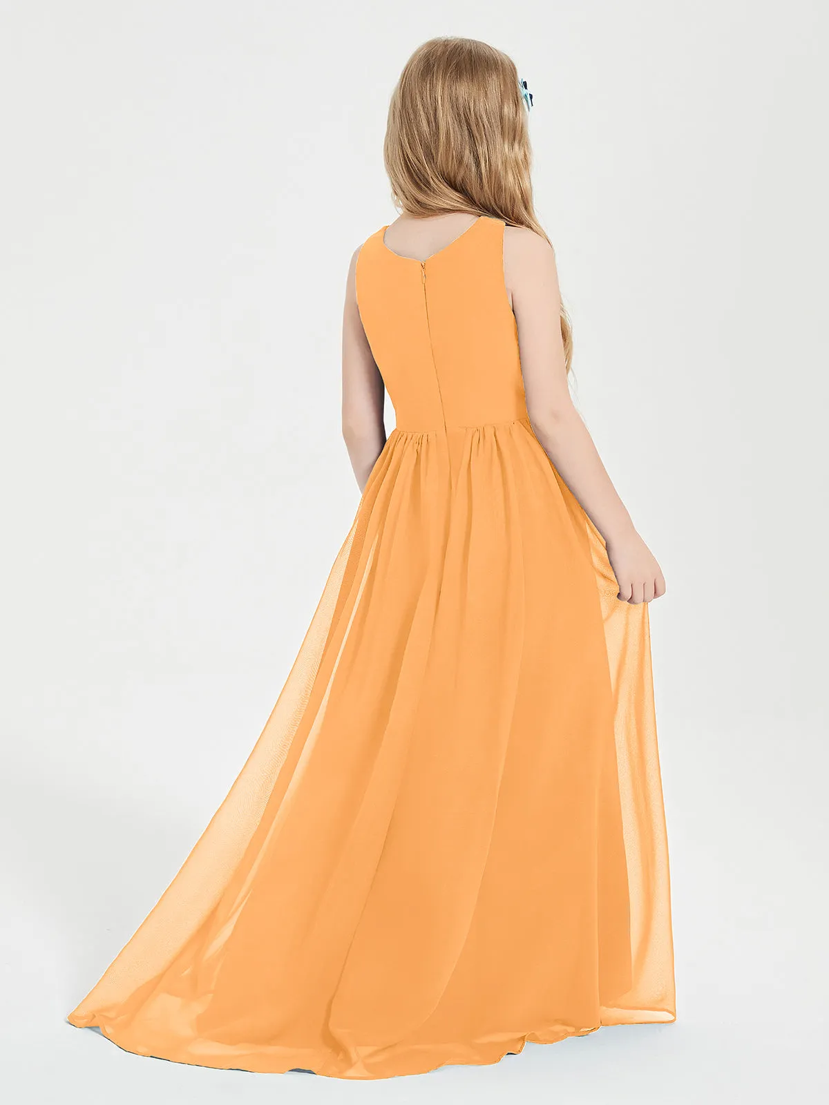 Exquisite Asymmetrical Junior Bridesmaid Dresses Scoop Neck Tangerine