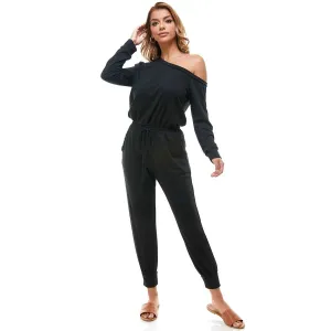 French Terry Off Shoulder Jumpsuit