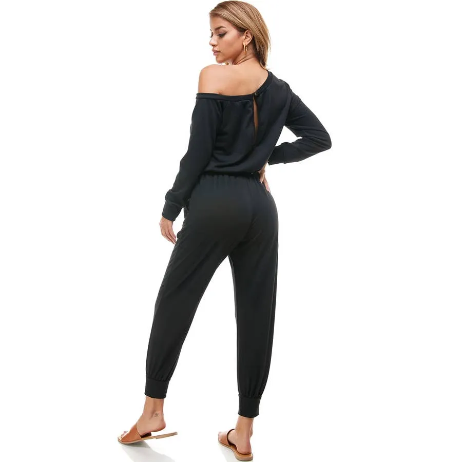 French Terry Off Shoulder Jumpsuit