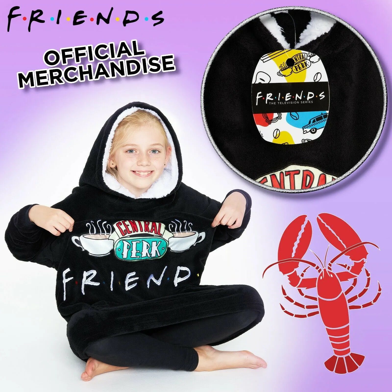 Friends Black Hoodie for Girls Teens, Fleece Oversized Hoodie Blanket