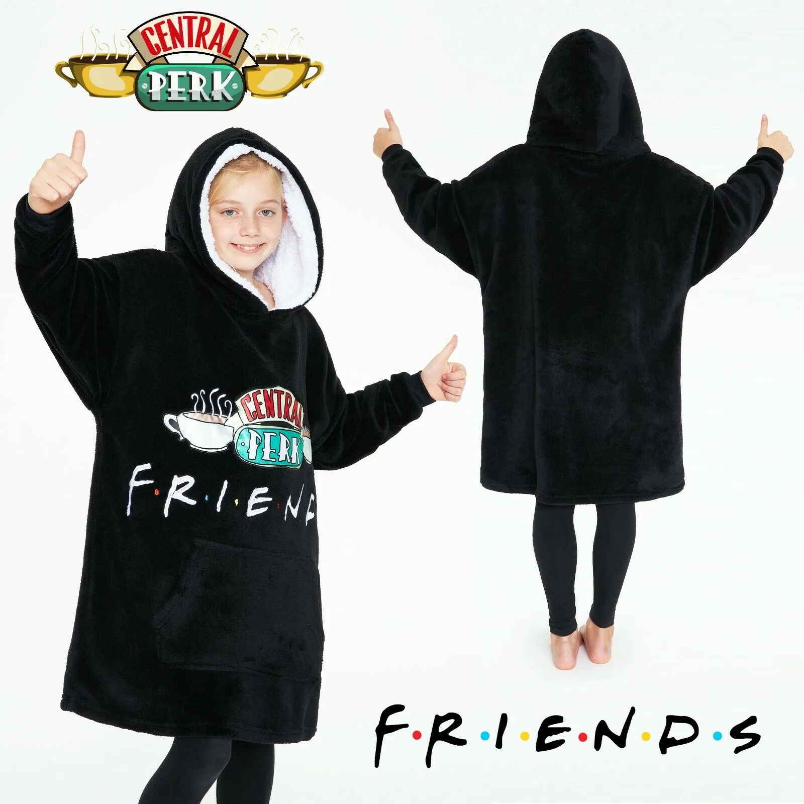 Friends Black Hoodie for Girls Teens, Fleece Oversized Hoodie Blanket