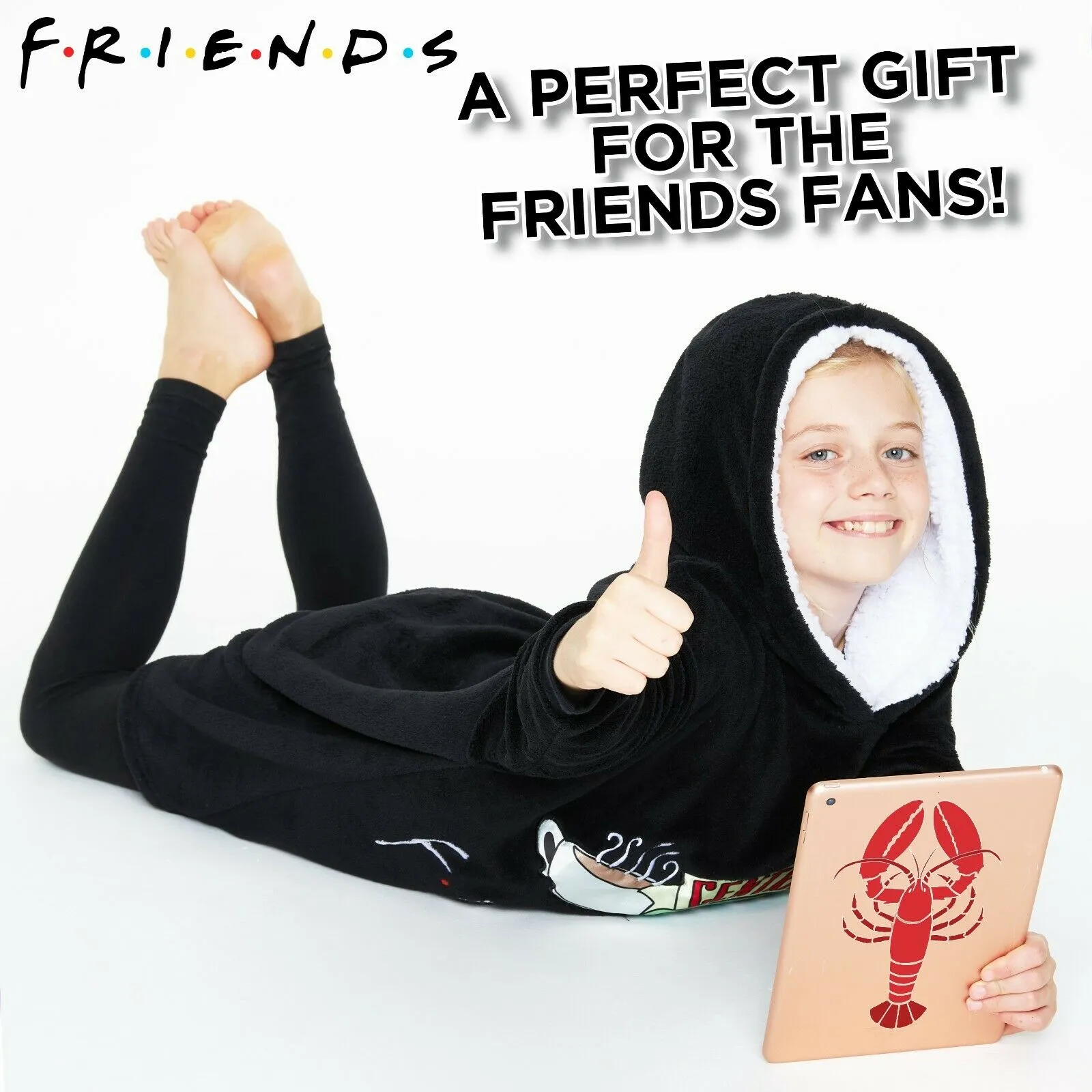 Friends Black Hoodie for Girls Teens, Fleece Oversized Hoodie Blanket