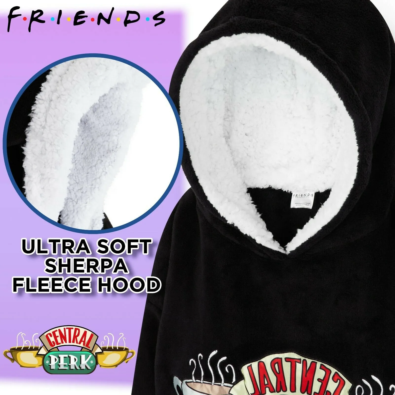 Friends Black Hoodie for Girls Teens, Fleece Oversized Hoodie Blanket