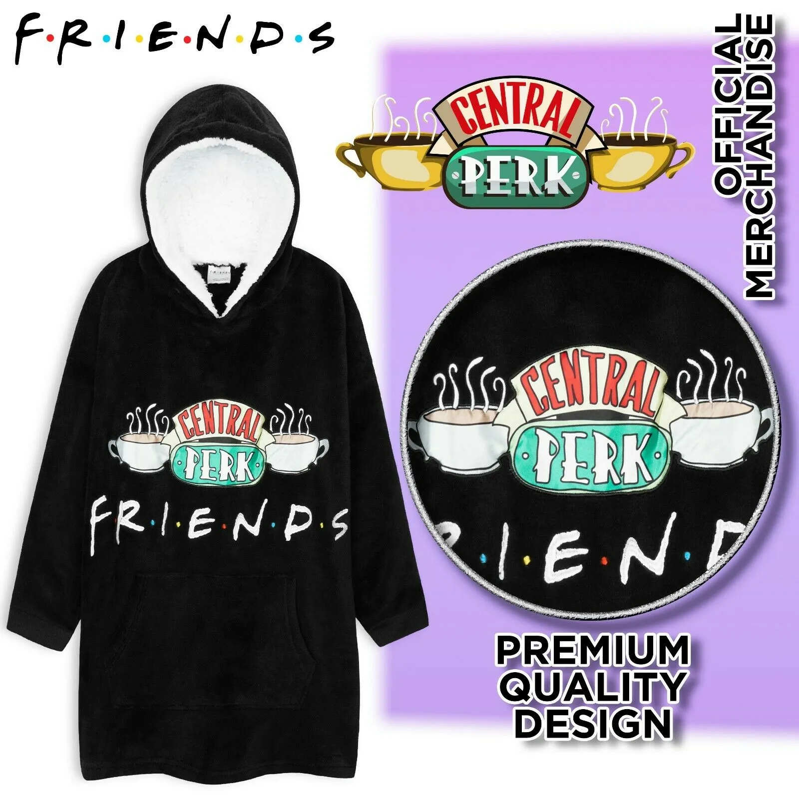 Friends Black Hoodie for Girls Teens, Fleece Oversized Hoodie Blanket