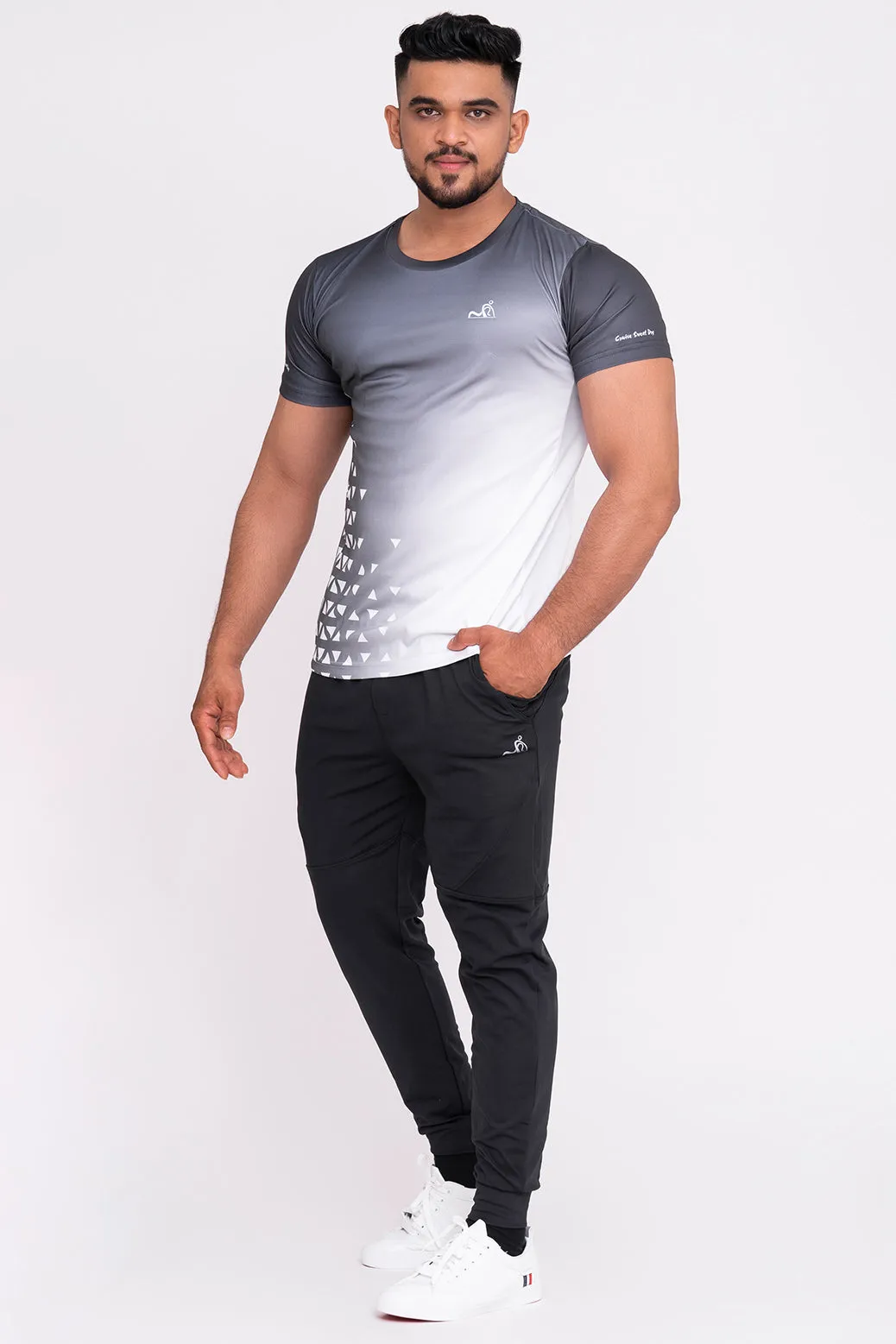 Gradient Round Neck T-Shirt Dark Grey