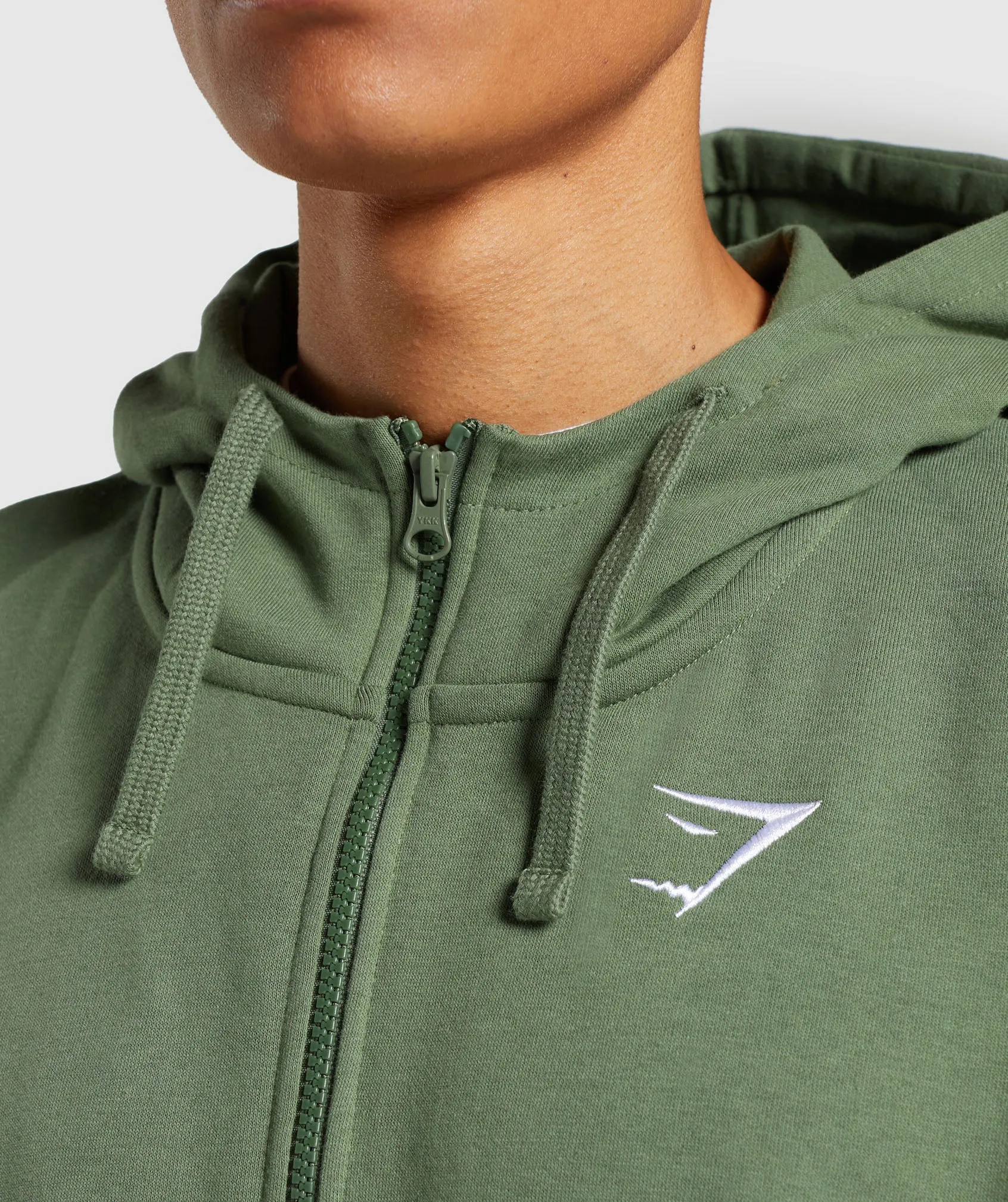 Gymshark Crest Oversized Zip Up Hoodie - Force Green