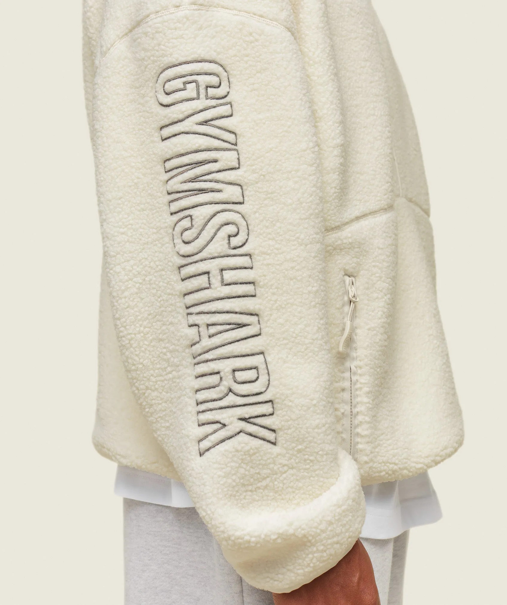 Gymshark everywear Half Zip Sherpa Jacket - Oat White