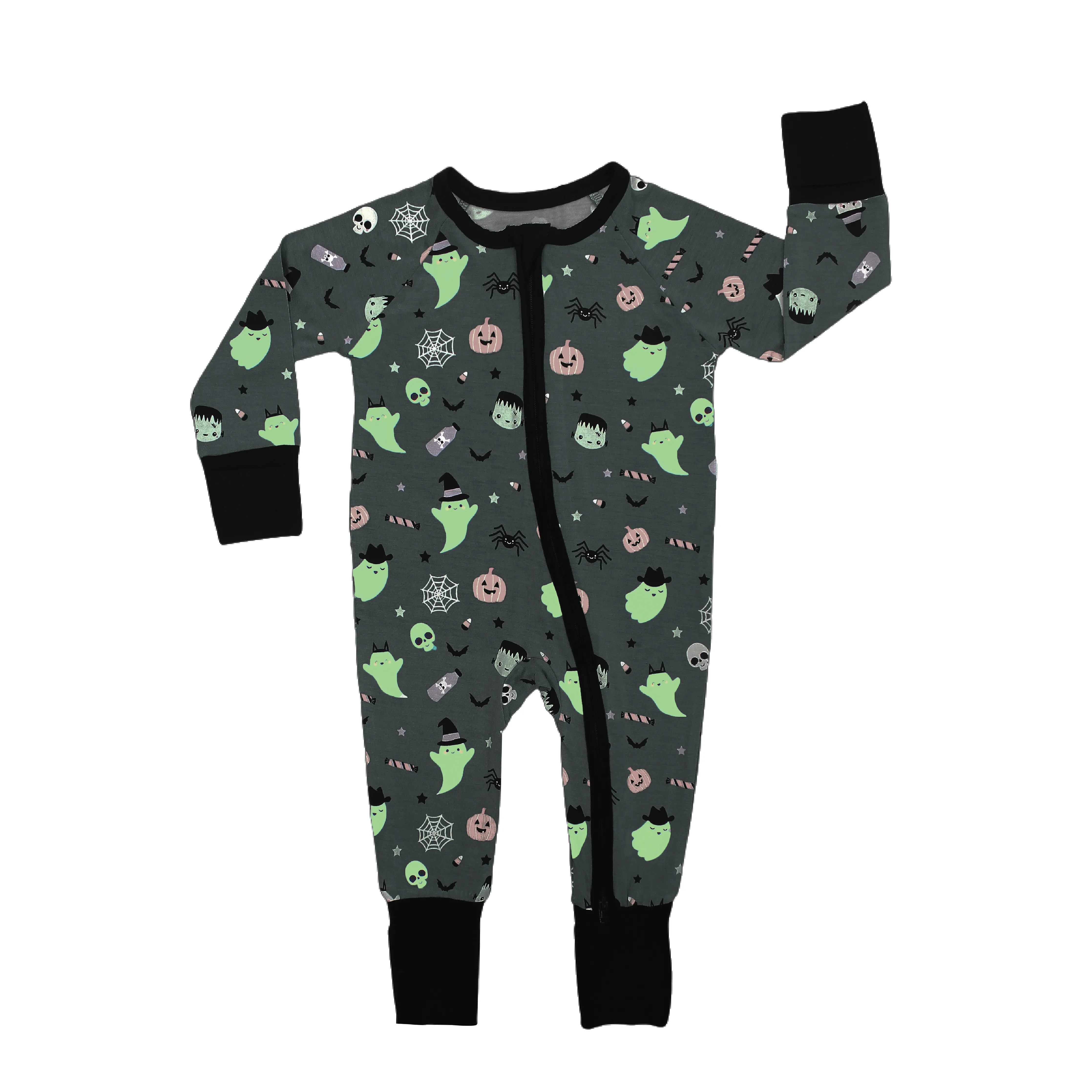 Halloween Boo Crew Ghosts Glow in the Dark Baby Pajamas Bamboo Convertible Sleeper: 12-18M