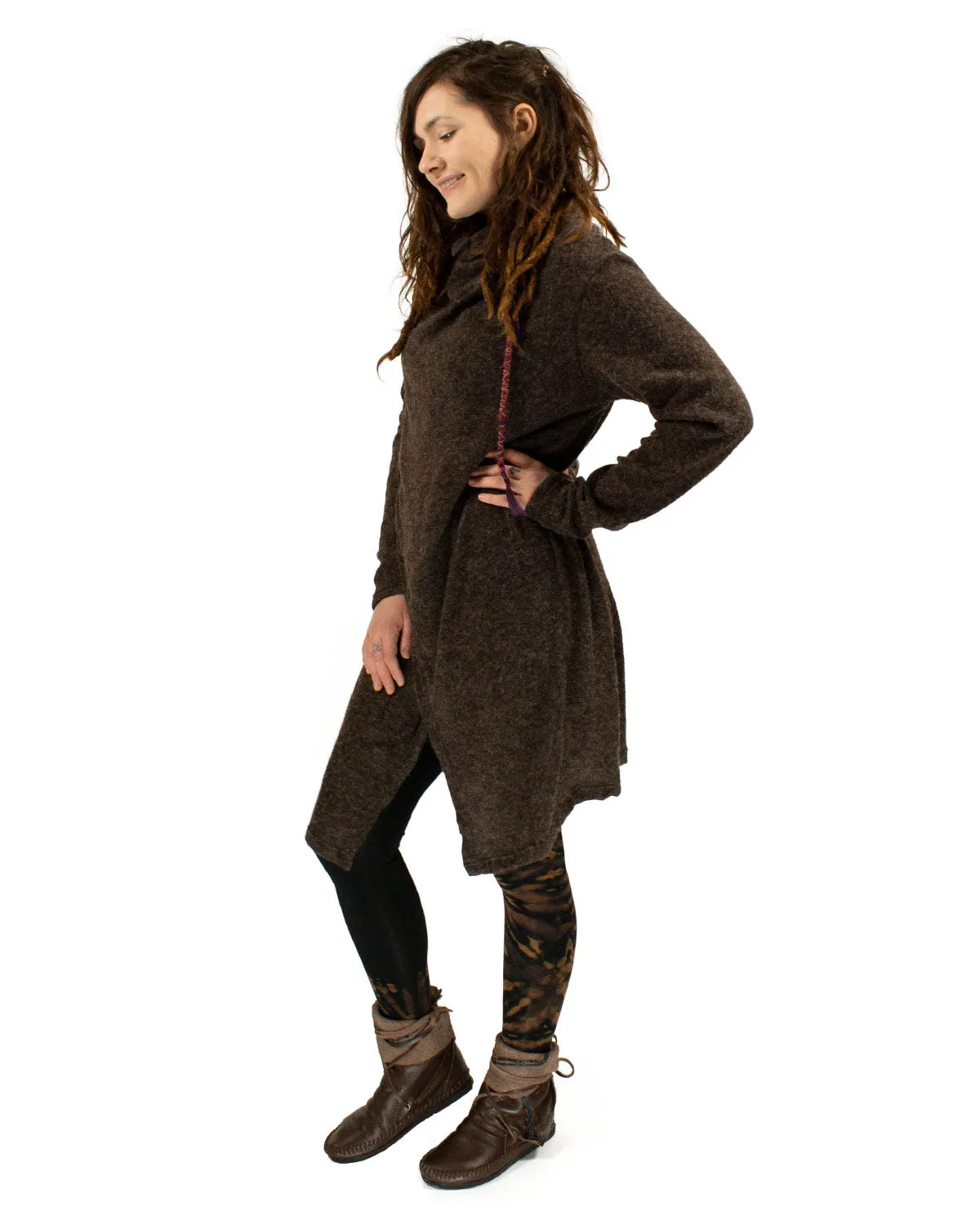 Hara Long Cardigan Wrap Brown