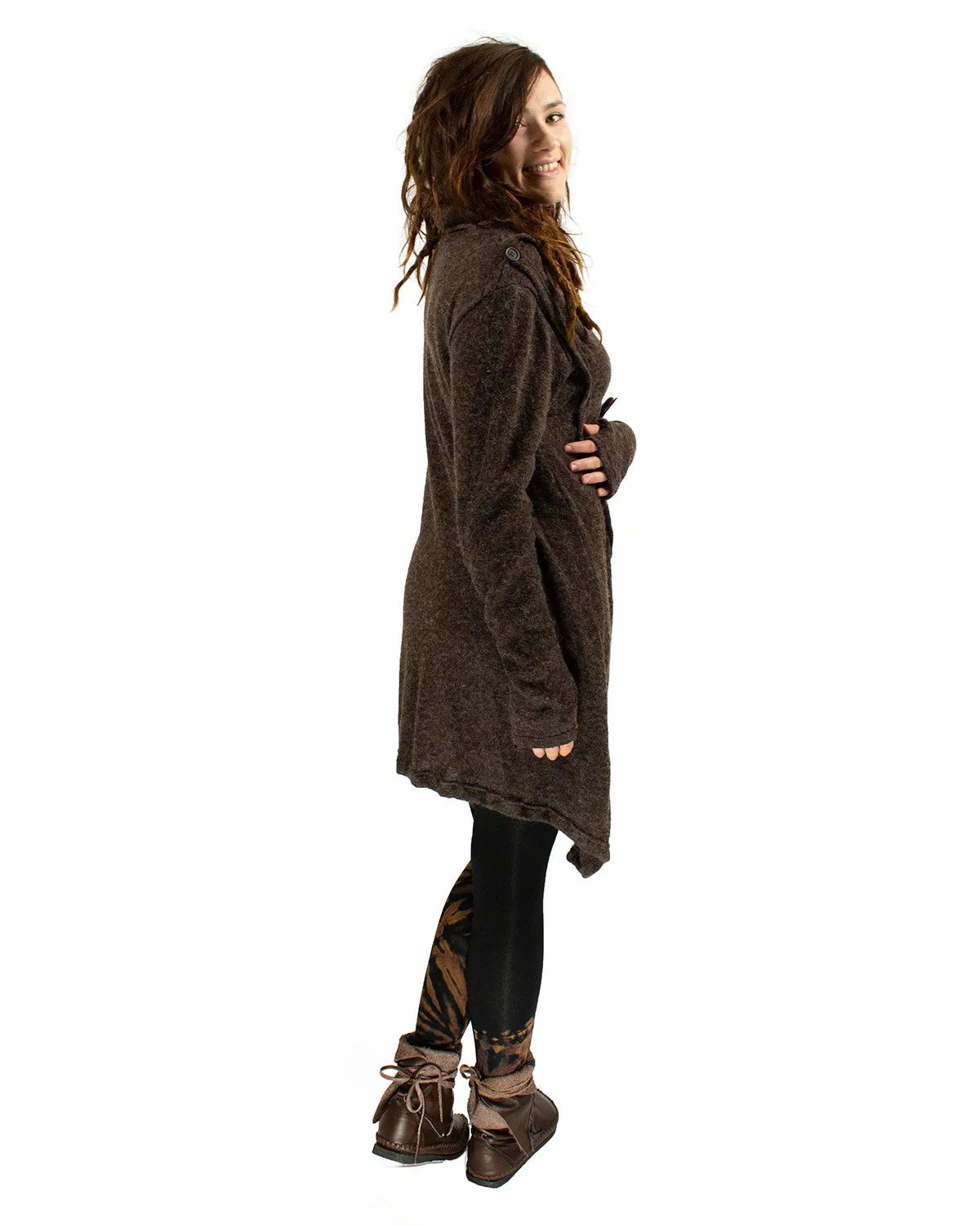 Hara Long Cardigan Wrap Brown