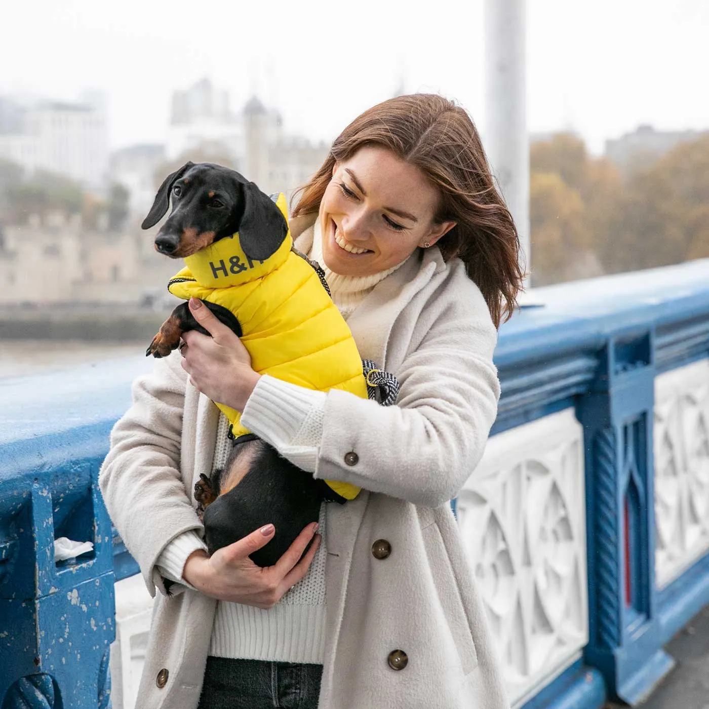 Hugo & Hudson Reversible Yellow & Grey Puffer Jacket