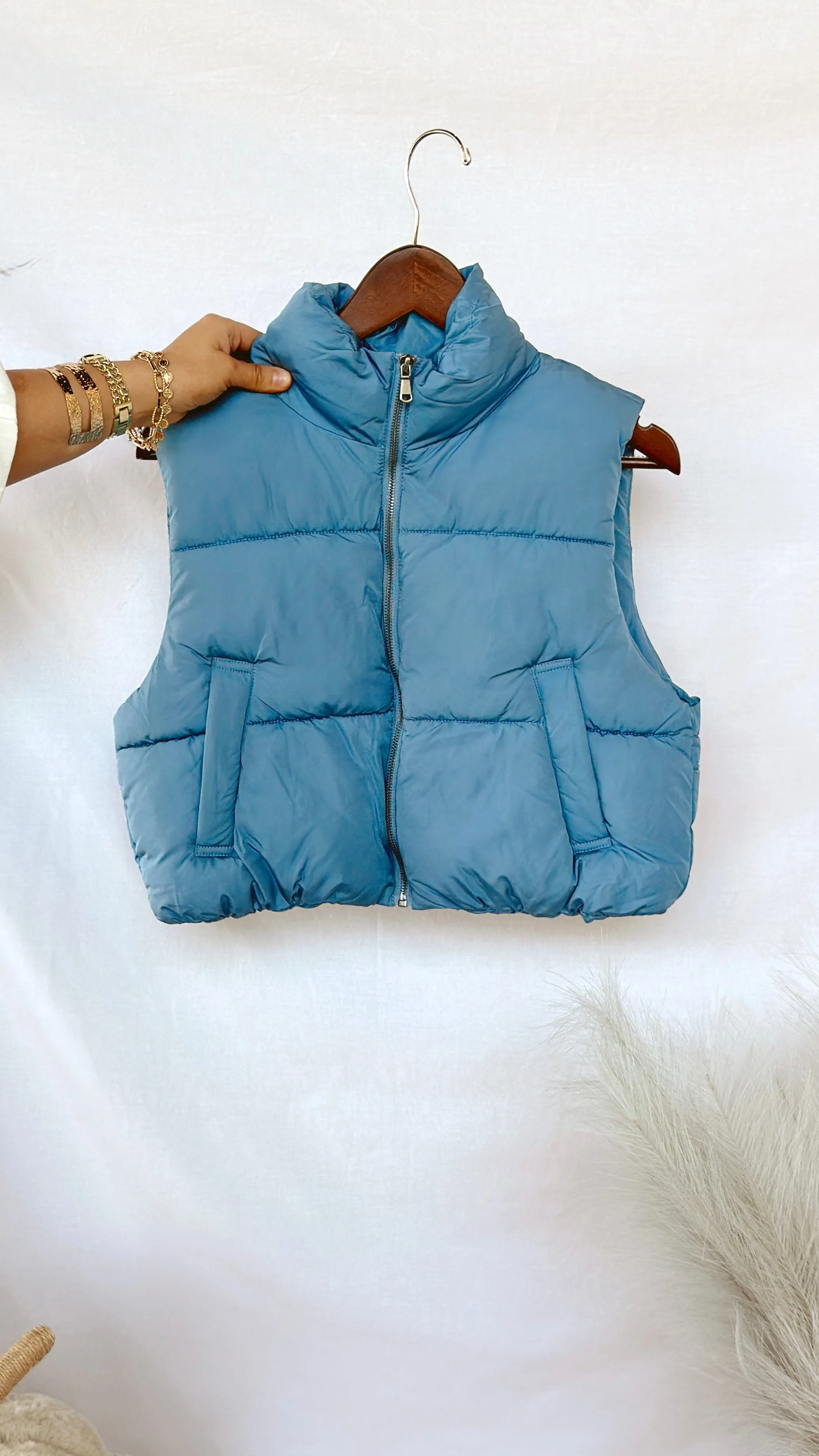 In A Bubble Cropped Puffer Vest