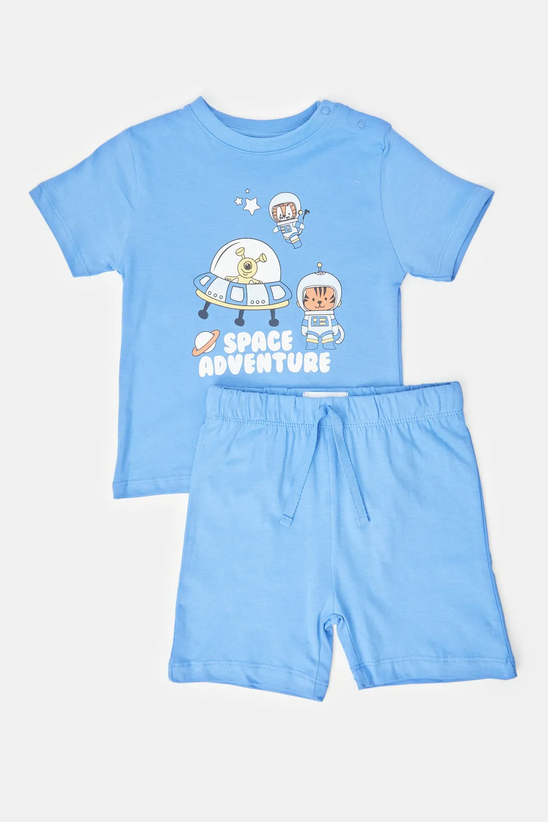 Infant Boys White And Blue Space Pyjama Set (4 Piece)